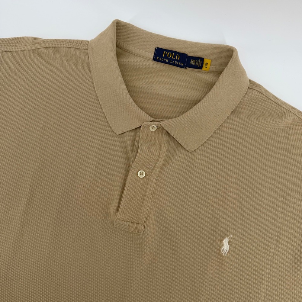 Polo Ralph Lauren Polo Shirt Mens 3XB Tan Khaki Short Sleeve Pique Pony Logo